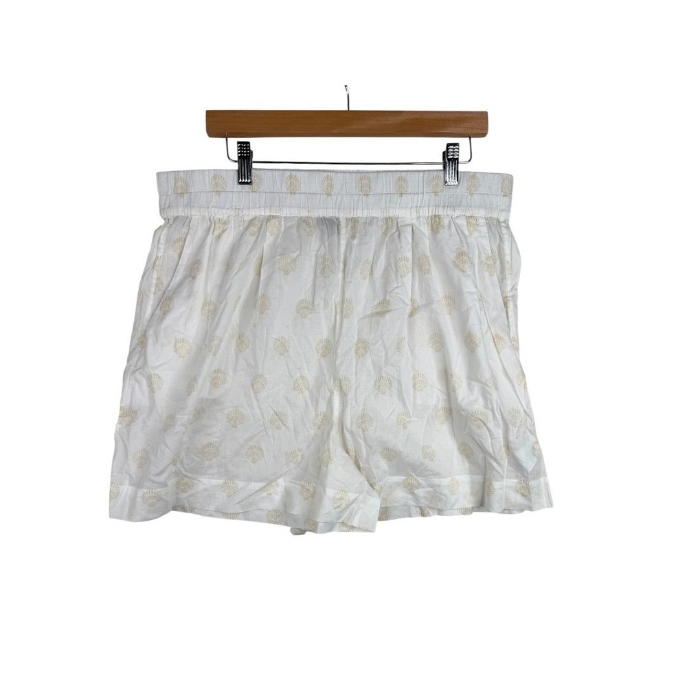 J. Crew Seashell Print Elastic Waist Short size XL White/Gold